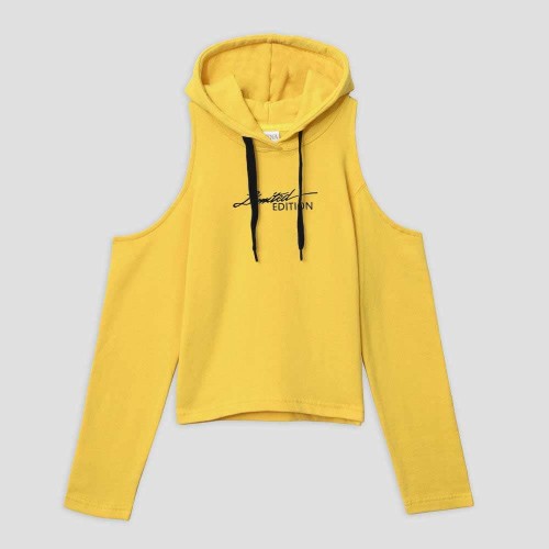 Hot Selling Safina Women's Limited Edition Embroidered Crop Top Fleece Pullover Hoodie